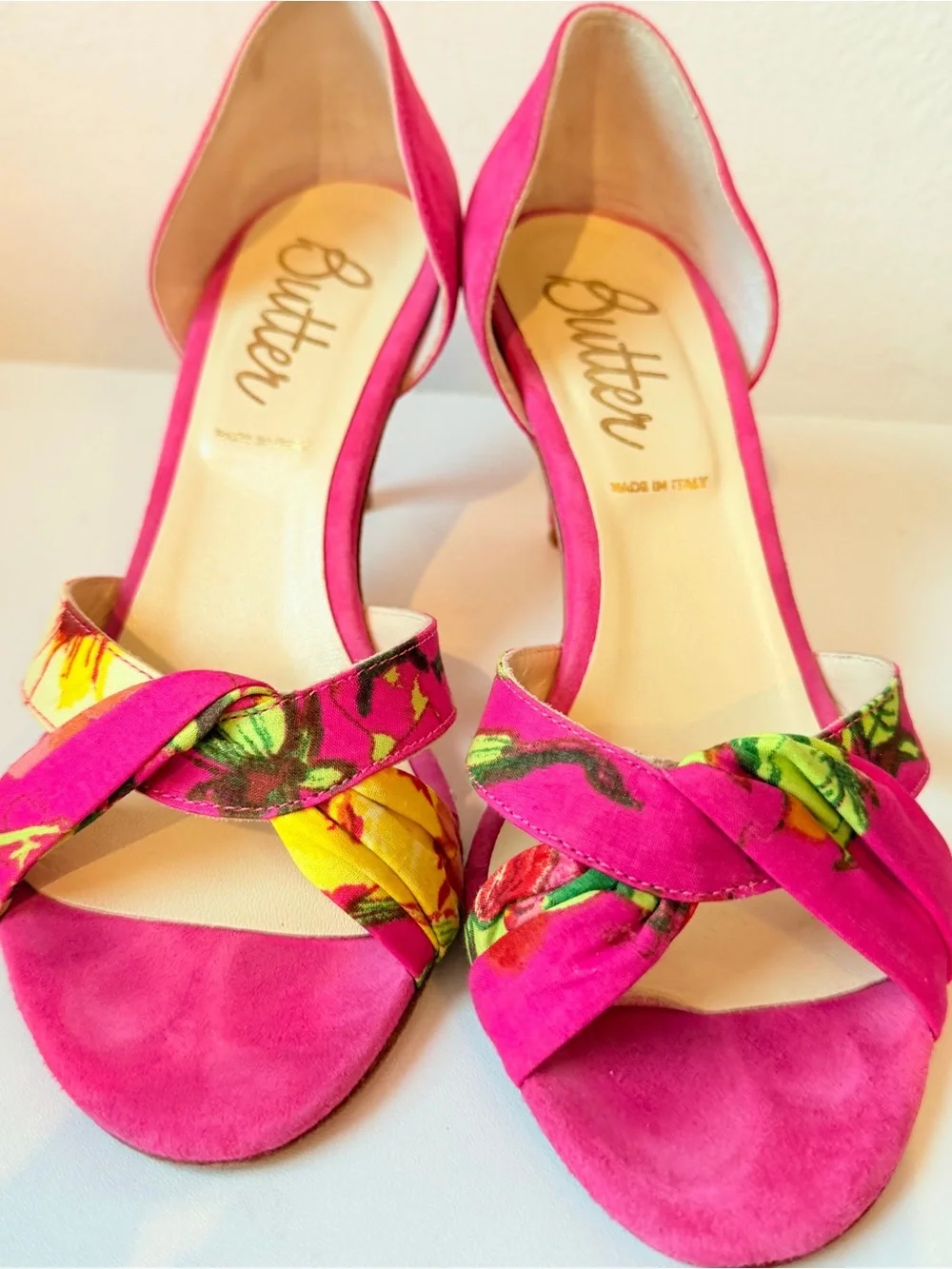 Butter Hot Pink Percy Floral Peep Toe Pump/Sandal Size 6.5